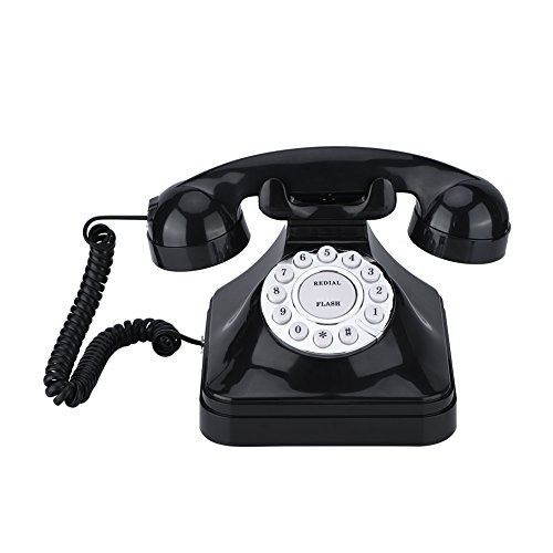 Estink- WX-3011 Klassisches Vintage-Telefon mit Drehknopf, multifunktional, Kunststoff, für Zuhause, Retro, Drahtnetz, Festnetz-Telefon, Schwarz von Estink