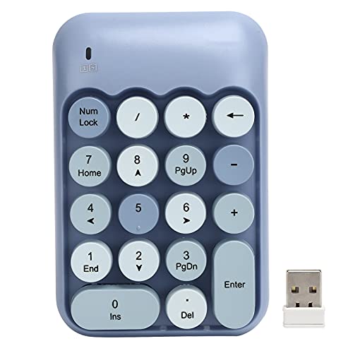 Estink Wireless Numeric Keypad, 2,4 G 18 Key Wireless Mechanical Number Pads, Mit Vintage Round Key Cap, Für Laptop, PC, Desktop, Surface Pro(Blau) von Estink