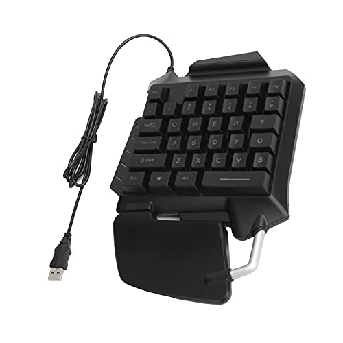 Kabelgebundene Einhandtastatur, Tragbare Mechanische Gaming-Tastatur mit 35 Tasten, LED-Hintergrundbeleuchtung, Rutschfestes Design, Big Wrist Pad Anti-Ermüdung, Geeignet für Win 98SE / ME von Estink