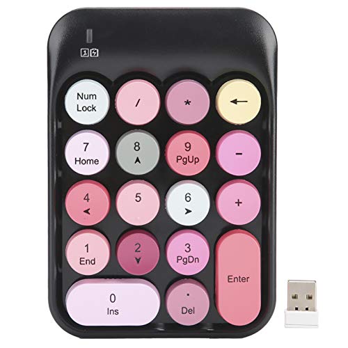 Kabellose Nummernblöcke, Numerische Tastatur 18-Tasten Schokoladen-Tastenkappe, Stummschalttaste, 2,4 GHz Drahtlose Verbindung, für Spielrichtungsumschaltung AK18 2,4 G(schwarz) von Estink