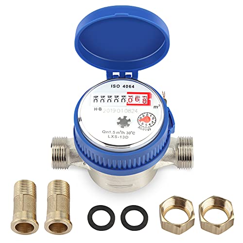 Estink Kaltwasserzähler für Auslaufventile, Wasserzähler, 1.5m3 / h 0-40 Mechanischer Wasserzähler, 15mm 1/2 Zoll Kupfer Wasserdurchflussmesser, für Haus und Garten Estink Kaltwasserzähler für Auslaufventile, Wasserzähler, 1.5m3 / h 0-40 Mechanischer Wasserzähler, 15mm 1/2 Zoll Kupfer Wasserdurchflussmesser, für Haus und Garten von Estink