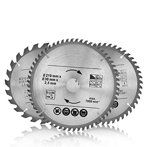 Kreissägeblatt, 3-tlg Sägeblatt 210mm 24T 40T und 48T Handkreissägen mit Maximale 7000 Drehzahl, Bohrung 30 mm, zum Sägen in Holz Kreissägeblatt, 3-tlg Sägeblatt 210mm 24T 40T und 48T Handkreissägen mit Maximale 7000 Drehzahl, Bohrung 30 mm, zum Sägen in Holz von Estink