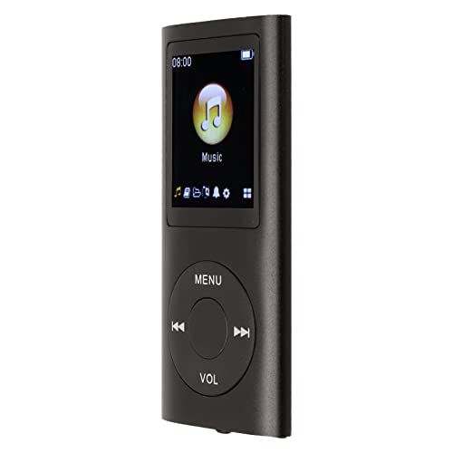 MP4-Player mit 1,8-Zoll-LCD-Bildschirm, Schlanker -MP3-Musikplayer, Kompatibel mit MP3 WMA FLAC APE AAC OGG und ACELP mit 8-Stunden-Wiedergabe (Schwarz) von Estink