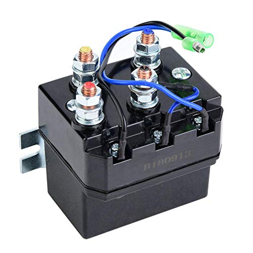 Estink Magnetrelais, Windenschütz, Umkehrrelais für 680-2268 kg ATV-UTV-Winden, Schwarz, 3-polig, 2NO 2NC, 12 V DC, 200 A, Hutschienenmontage von Estink
