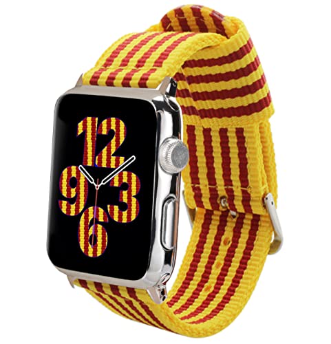 Estuyoya Armband Catalana für Apple Watch 49mm 45mm 44mm 42mm, Nylon-Armband mit Katalonien Flagge und Sportschließe für iWatch Ultra 2 SE 2 Series 9 8 7 6 5 4 3 2 1 von Estuyoya
