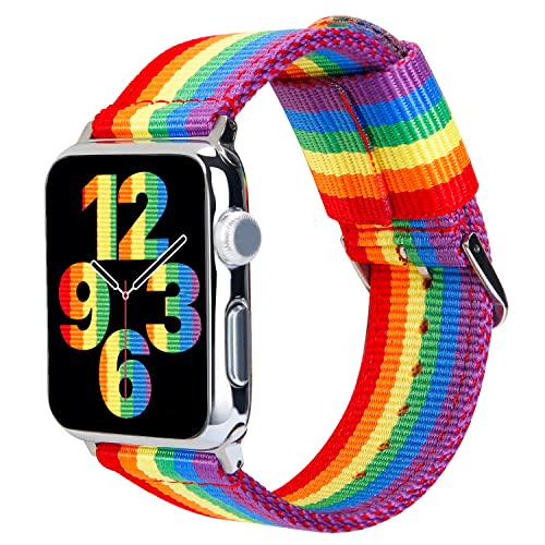 Estuyoya Armband Pride für Apple Watch 41mm 40mm 38mm, Nylon-Armband mit LGBTQ Flagge und Sportschließe für iWatch Series 9 8 7 6 5 4 3 2 1 SE SE 2 von Estuyoya