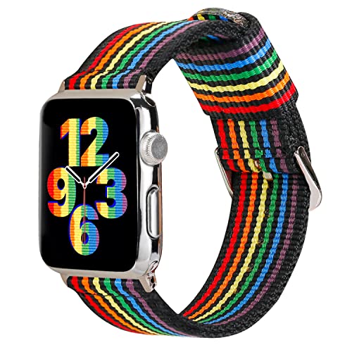 Estuyoya Armband Pride für Apple Watch 49mm 45mm 44mm 42mm, Nylon-Armband mit LGBTQ Flagge und Sportschließe für iWatch Ultra 2 SE 2 Series 9 8 7 6 5 4 3 2 1 von Estuyoya