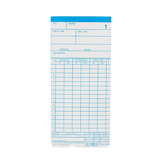 Esyogen 250PCS Zeiterfassung Stempelkarten Stechuhr Zeitkarte Karte Stempeluhr für die Arbeitszeit der Mitarbeiter,186x117mm Esyogen 250PCS Zeiterfassung Stempelkarten Stechuhr Zeitkarte Karte Stempeluhr für die Arbeitszeit der Mitarbeiter,186x117mm von Esyogen