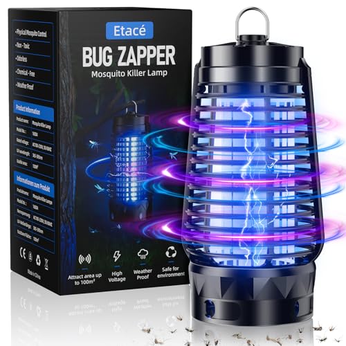 Insektenvernichter Elektrisch, 1600V UV Mückenlampe, IPX4 Wasserdichter Mückenfalle, Fliegenfalle mit Aufhängehaken für Mücken,Motten,Fliege,Spinnen, Ungiftig Mosquito Killer für Innen Außenbereich Insektenvernichter Elektrisch, 1600V UV Mückenlampe, IPX4 Wasserdichter Mückenfalle, Fliegenfalle mit Aufhängehaken für Mücken,Motten,Fliege,Spinnen, Ungiftig Mosquito Killer für Innen Außenbereich von Etacé