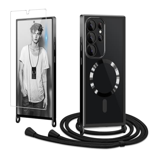 Ethanger Handykette für Samsung Galaxy S24 Ultra 5G Hülle mit Band + 1 Stück Glas Schutzfolie Transparent Silikon Handyhülle Magnetische Schutzhülle Case zum Kordel für Samsung S24 Ultra Schwarz Ethanger Handykette für Samsung Galaxy S24 Ultra 5G Hülle mit Band + 1 Stück Glas Schutzfolie Transparent Silikon Handyhülle Magnetische Schutzhülle Case zum Kordel für Samsung S24 Ultra Schwarz von Ethanger