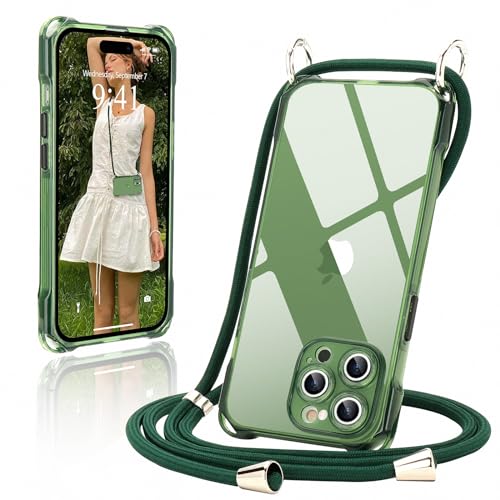 Ethanger Handykette für iPhone 14 Pro Hülle mit Band Durchscheinend Silikon Handyhülle zum Umhängen Kordel Abnehmbar Necklace Transparent Case Stoßfest Schutzhülle für iPhone 14 Pro Grün Ethanger Handykette für iPhone 14 Pro Hülle mit Band Durchscheinend Silikon Handyhülle zum Umhängen Kordel Abnehmbar Necklace Transparent Case Stoßfest Schutzhülle für iPhone 14 Pro Grün von Ethanger