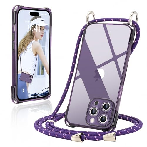 Ethanger Handykette für iPhone 14 Pro Hülle mit Band Durchscheinend Silikon Handyhülle zum Umhängen Kordel Abnehmbar Necklace Transparent Case Stoßfest Schutzhülle für iPhone 14 Pro Lila Ethanger Handykette für iPhone 14 Pro Hülle mit Band Durchscheinend Silikon Handyhülle zum Umhängen Kordel Abnehmbar Necklace Transparent Case Stoßfest Schutzhülle für iPhone 14 Pro Lila von Ethanger