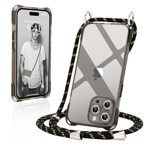 Ethanger Handykette für iPhone 14 Pro Hülle mit Band Durchscheinend Silikon Handyhülle zum Umhängen Kordel Abnehmbar Necklace Transparent Case Stoßfest Schutzhülle für iPhone 14 Pro Schwarz Ethanger Handykette für iPhone 14 Pro Hülle mit Band Durchscheinend Silikon Handyhülle zum Umhängen Kordel Abnehmbar Necklace Transparent Case Stoßfest Schutzhülle für iPhone 14 Pro Schwarz von Ethanger