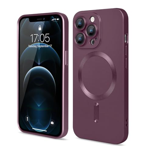 Ethanger Magnetisch Handyhülle für iPhone 12 Pro Max Hülle [Kompatibel mit Magsafe] Ultra Dünn Weich Matt Silikon Case Kameraschutz Stoßfest Schutzhülle für iPhone 12 Pro Max Weinrot von Ethanger