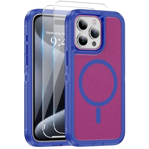 Ethanger Magnetisch Handyhülle für iPhone 15 Pro Hülle [Kompatibel mit MagSafe][Militärschutz Stoßfest][PC Rückseite + TPU Bumper] Matt Schutzhülle für iPhone 15 Pro Rosarot von Ethanger