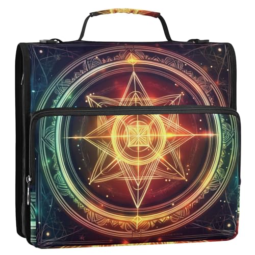 Buntes geheimnisvolles Tarot-Astrologie-Mappe mit 3 Ringen und Reißverschluss, 3,8 cm, mit Riemen, mehrere Taschen, Reißverschluss, Portfolio für Schule und Büro, Carpeta del organizador Buntes geheimnisvolles Tarot-Astrologie-Mappe mit 3 Ringen und Reißverschluss, 3,8 cm, mit Riemen, mehrere Taschen, Reißverschluss, Portfolio für Schule und Büro, Carpeta del organizador von EtherSpher