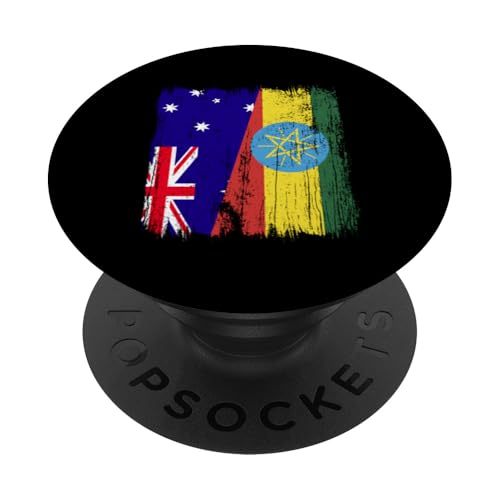 Australien, Äthiopien, halbe Flagge, australische äthiopische Wurzeln PopSockets Klebender PopGrip Australien, Äthiopien, halbe Flagge, australische äthiopische Wurzeln PopSockets Klebender PopGrip von Ethiopia Flag Designs Proud Ethiopian Heritage