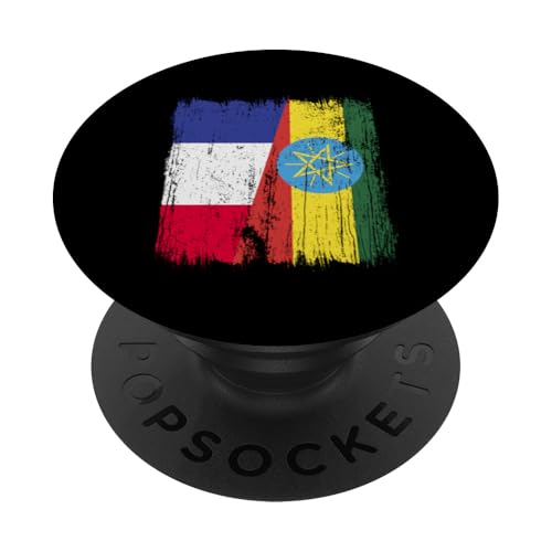 Frankreich, Äthiopien, halbe Flagge, französische äthiopische Wurzeln PopSockets Klebender PopGrip Frankreich, Äthiopien, halbe Flagge, französische äthiopische Wurzeln PopSockets Klebender PopGrip von Ethiopia Flag Designs Proud Ethiopian Heritage