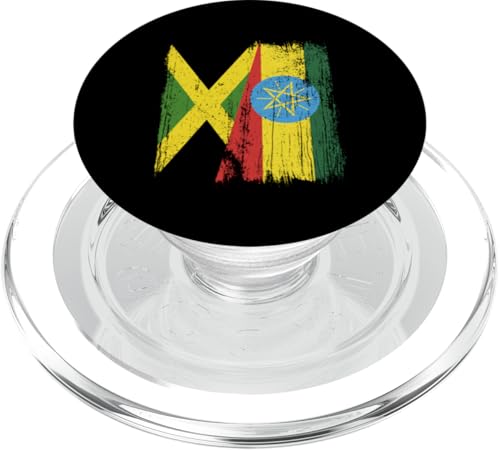 Jamaika, Äthiopien, halbe Flagge, jamaikanische äthiopische Rasta-Wurzeln PopSockets PopGrip für MagSafe Jamaika, Äthiopien, halbe Flagge, jamaikanische äthiopische Rasta-Wurzeln PopSockets PopGrip für MagSafe von Ethiopia Flag Designs Proud Ethiopian Heritage