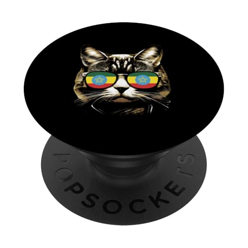 Lustige Äthiopien Katzenliebhaber tragen äthiopische Flagge Sonnenbrille PopSockets Klebender PopGrip Lustige Äthiopien Katzenliebhaber tragen äthiopische Flagge Sonnenbrille PopSockets Klebender PopGrip von Ethiopia Flag Designs Proud Ethiopian Heritage