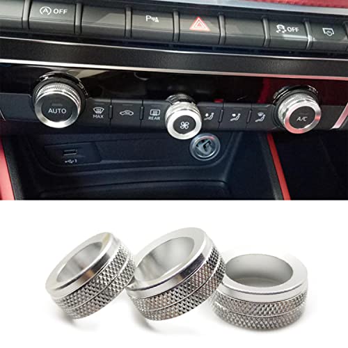 Yuzhao Innenraum-Aluminium-Klimaanlage Lüftungsauslass AC-Schalter Knopf Ring Abdeckung 3 Stück für Audi A3 8V 2014–2019 (Silber) von Ethmuntha