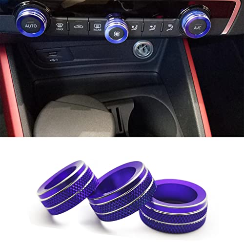 Yuzhao Innenraum-Aluminium-Klimaanlage Lüftungsauslass AC-Schalter Knopf Ring Abdeckung 3 Stück für Audi A3 8V 2014–2019 (blau) von Ethmuntha