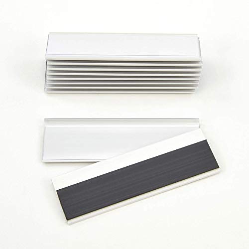 Magnetische Etikettenhalter für Einstecketiketten 100 mm Breit/Tickethalter/Etiketten Halter (83 mm Höhe, Weiß, 10 Stück) von Etikettenhalter für Einstecketiketten