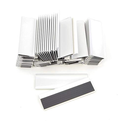Magnetische Etikettenhalter für Einstecketiketten 100 mm Breit/Tickethalter/Etiketten Halter (83 mm Höhe, Weiß, 50 Stück) von Etikettenhalter für Einstecketiketten