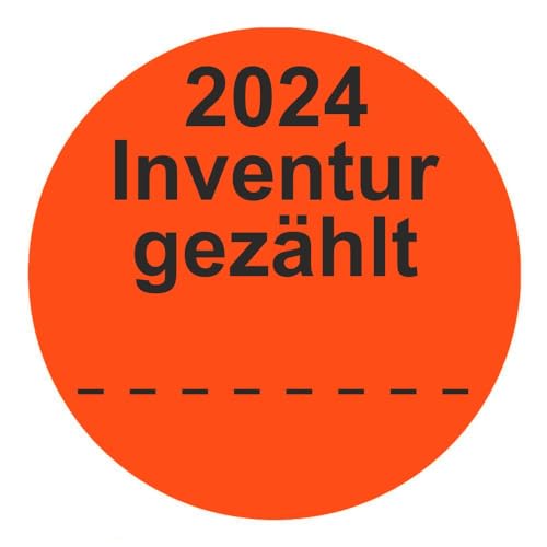 Inventuretiketten, Inventuraufkleber "Inventur 2024 gezählt" - Durchmesser 50 mm - 1000 Stück - Leuchtrot Inventuretiketten, Inventuraufkleber "Inventur 2024 gezählt" - Durchmesser 50 mm - 1000 Stück - Leuchtrot von Etikettenshop-Thon