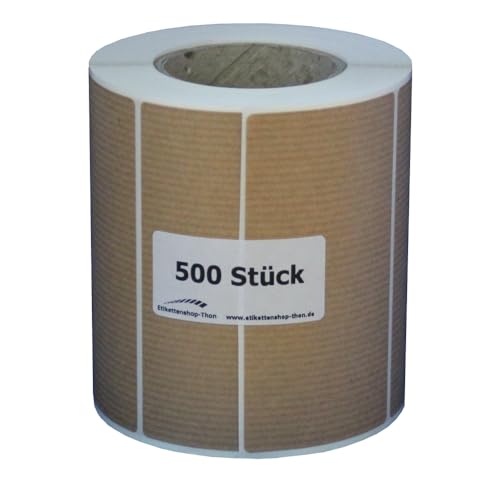 Kraftpapier Aufkleber, rund, Durchmesser 20,30,40,50,60,80 und 100 mm, rechteckig 50x50, 75x50 und 100x50 mm, Etiketten - selbstklebend zum beschriften, braun (Rechteckig 100x50 mm - 500 Stück) von Etikettenshop-Thon