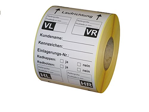 Reifenetiketten für Einlagerung auf Rolle - 100 x 150 mm - 480 Stück - Variante A von Etikettenshop Thon