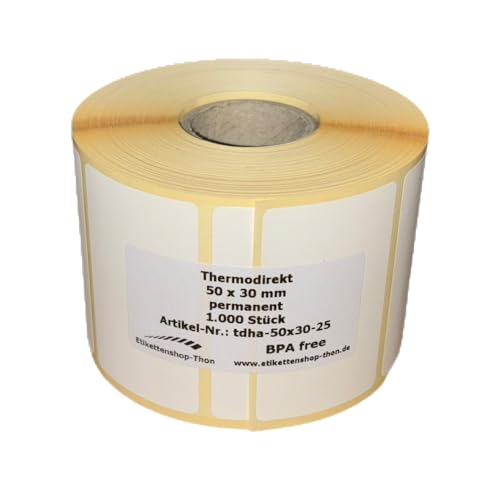 Thermodirekt Etiketten auf Rolle 50 x 30 mm selbstklebend - für Zebra, Brother Drucker (1) von Etikettenshop Thon