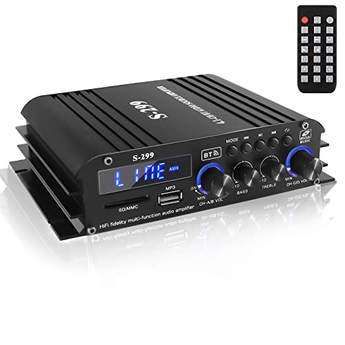 Etlephe 4.1 Kanal 1600W Mini Verstärker,Bluetooth 5.0 Verstärker 50Wx4 + aktiver Subwoofer, Hi-Fi Integrierter Lautsprecherverstärker Home Audio Empfangssystem,für Zuhause oder Ihr Auto von Etlephe