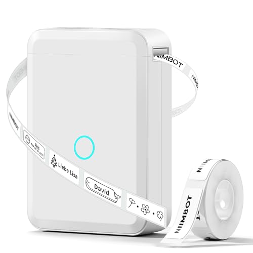 Etlephe D110 Bluetooth Thermo Etikettendrucker mit Klebeband, Tragbarer tintenloser Etikettendrucker Handheld & Wiederaufladbar mit Mehreren Vorlagen für Home Office, Kompatibel mit iOS Android von Etlephe