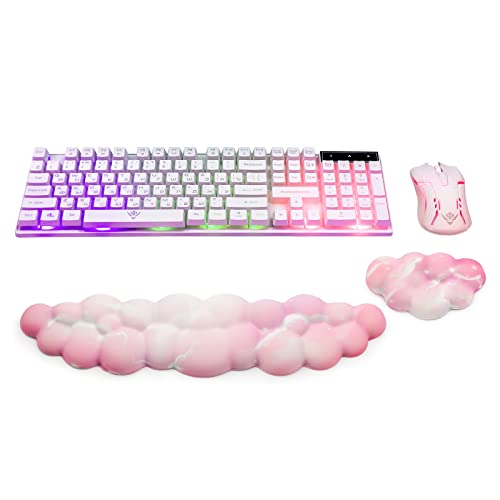 Cloud Handballenauflage für Tastatur & Maus, 2er Set Memory Foam Cute Cloud Palm Rest Tastatur mit rutschfester Unterseite, ergonomische Wolken-Armlehne Tastatur für einfaches Tippen Schmerzlinderung von Etomiel