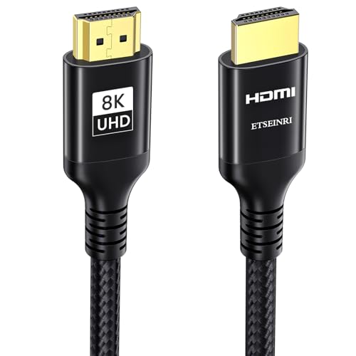 Etseinri 8K 4K HDMI Kabel 10M, Nylon Geflochtenes 48Gbps High Speed HDMI® Kabel 4K 240Hz 165Hz 144Hz 120Hz 8K 60Hz 4:4:4 DTS:X eARC HDCP2.3 HDR10+ TV Monitor Projektor Gaming PC PS5 X-box von Etseinri
