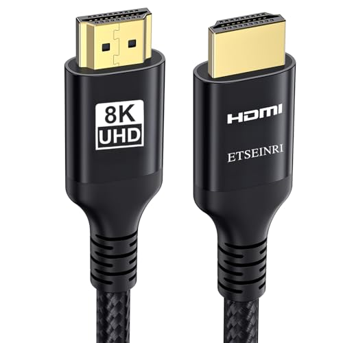 2024 Neuestes 8K 4K HDMI 2.1 Kabel 15M, 48Gbps High Speed Geflochten HDMI Kabel 4K@120Hz 8K@60Hz eARC HDCP 2.2 2.3 Dynamisches HDR D.olby Atmos, HDMI Kabel Kompatibel mit PS5 Xbox HDTV Monitor von Etseinri