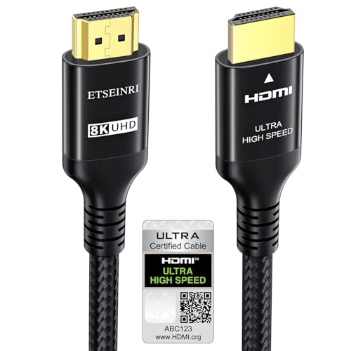 Etseinri 10K 8K HDMI 2.1 Kabel 4M, Zertifiziertes 48Gbps Ultra High Speed HDMI® Kabel 4K 240Hz 165Hz 144Hz 120Hz 8K 60Hz 4:4:4 DTS:X eARC HDCP2.3 HDR10+ TV Monitor Projektor Gaming PC PS5 X-box von Etseinri
