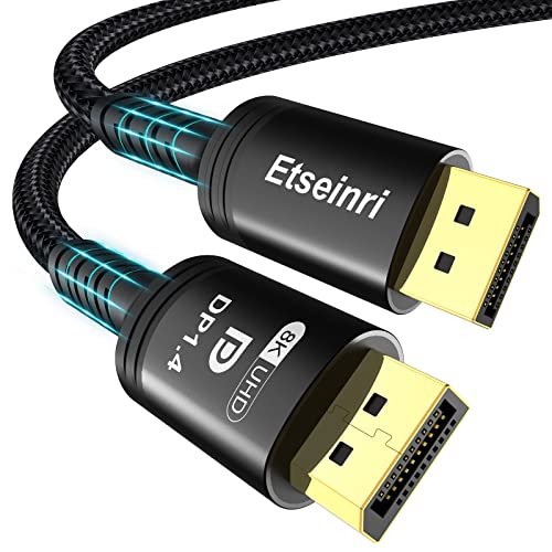 Etseinri VESA Zertifiziertes DisplayPort Kabel 3M, DisplayPort auf Display Port Kabel, DP Kabel 1.4/2.0 Unterstützung 8K@60Hz 4K@144Hz, 2K@240Hz 32.4Gbps HDR DSC 1.2 für Laptop Monitor PC TV von Etseinri