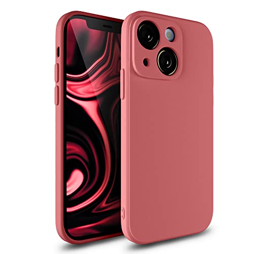 Etuano kompatibel mit iPhone 14 Hülle Silikon, Handyhülle iPhone 14 Case mit Microfiber Schutzhülle für iPhone 14 Rosa Rot Altrosa (Altrosa, iPhone 14) von Etuano