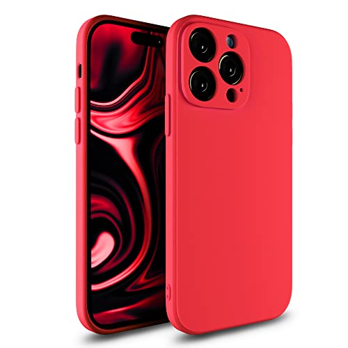 Etuano kompatibel mit iPhone 14 Pro Hülle Silikon, Handyhülle iPhone 14 Pro Case mit Kameraschutz Microfiber Schutzhülle für iPhone 14 Pro Rot von Etuano