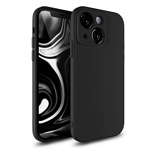 Etuano kompatibel mit iPhone 13 Hülle Silikon, Handyhülle iPhone 13 Case mit Kameraschutz Microfiber Ultra Dünn Slim Schutzhülle für iPhone 13 Schwarz (Schwarz, iPhone 13) von Etuano