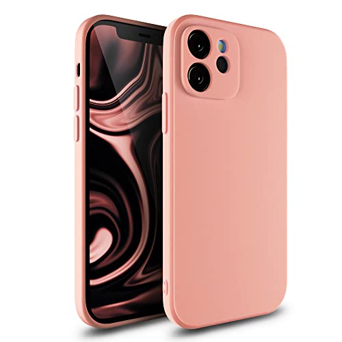 Etuano kompatibel mit iPhone 12 Hülle Silikon, Handyhülle iPhone 12 Case mit Kameraschutz Microfiber Schutzhülle für iPhone 12 Rosa (Rosa, iPhone 12) von Etuano