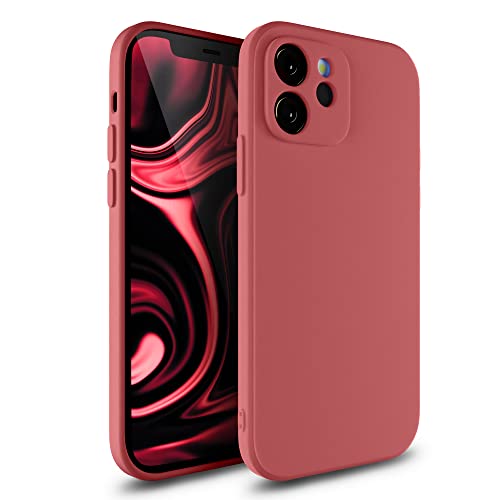 Etuano kompatibel mit iPhone 12 Hülle Silikon, Handyhülle iPhone 12 Case mit Kameraschutz Microfiber Schutzhülle für iPhone 12 Rot Rosa Altrosa (Altrosa, iPhone 12) von Etuano