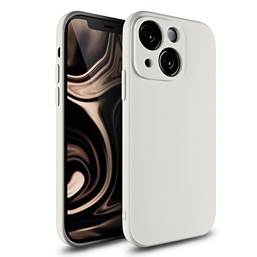 Etuano kompatibel mit iPhone 13 Hülle Silikon, Handyhülle für iPhone 13 Case mit Kameraschutz Schutzhülle Ultra dünn Slim Cover mit Microfiber Square Design Schutzhülle für iPhone 13 Beige von Etuano