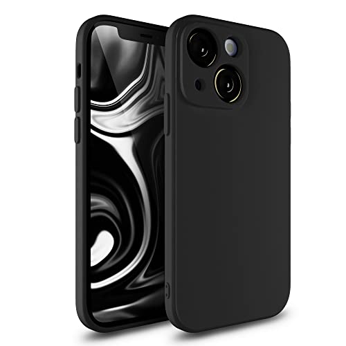 Etuano kompatibel mit iPhone 13 Hülle Silikon, Handyhülle iPhone 13 Case mit Kameraschutz Schutzhülle Ultra dünn Slim Cover mit Microfiber Square Design für iPhone 13 schwarz (Black) von Etuano