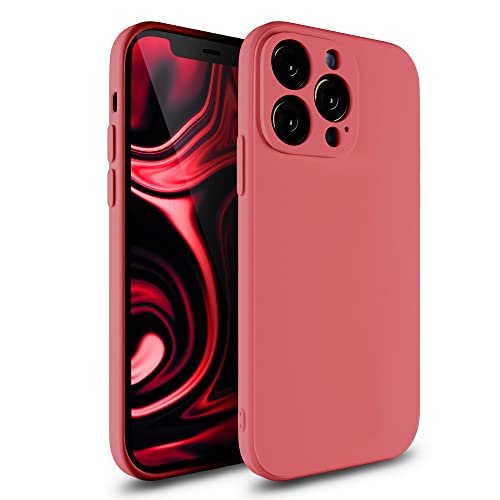 Etuano kompatibel mit iPhone 13 Pro Hülle Silikon, Handyhülle iPhone 13 Pro Case mit Kameraschutz Schutzhülle Ultra dünn Slim Cover mit Microfiber Square Design rot (New Red) von Etuano