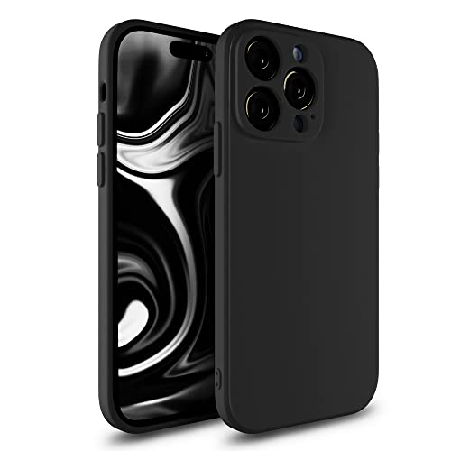 Etuano kompatibel mit iPhone 14 Pro Hülle Silikon, Handyhülle iPhone 14 Pro Case mit Kameraschutz Microfiber Schutzhülle für iPhone 14 Pro Schwarz (Schwarz, iPhone 14 Pro) von Etuano