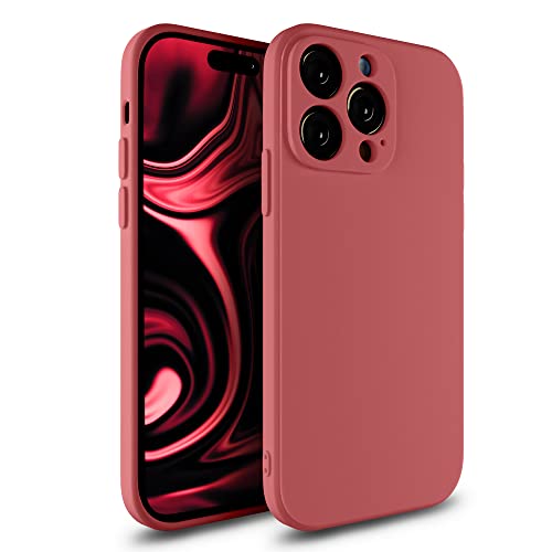 Etuano kompatibel mit iPhone 14 Pro Max Hülle Silikon, Handyhülle iPhone 14 Pro Max Case mit Kameraschutz Microfiber Ultra Dünn Slim Schutzhülle für iPhone 14 Pro Max Altrosa Rot von Etuano