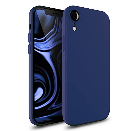 Etuano kompatibel mit iPhone Xr Hülle Silikon, Handyhülle iPhone Xr Case mit Kameraschutz Schutzhülle Ultra dünn Slim Cover mit Microfiber Square Design für iPhone Xr blau (Blue) von Etuano